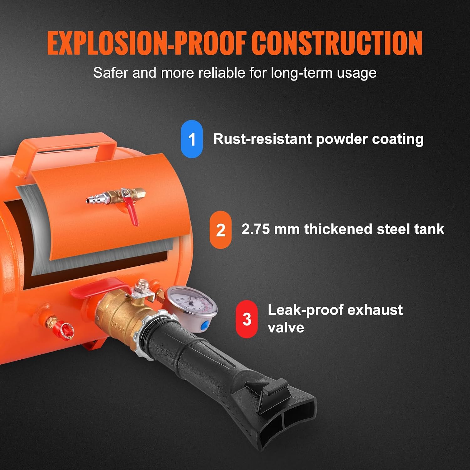 Detalle 2 de VEVOR Tire Bead Seater: 5 Gallon Air Tire Bead Blaster with Gauge