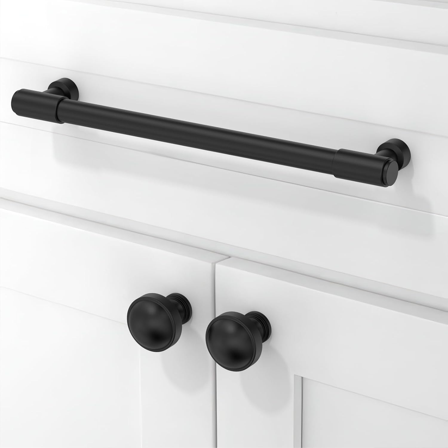 Detalle de Asimerdeco AR010 Matte Black Cabinet Pulls, 8-Inch Center-to-Center, 10-Pack