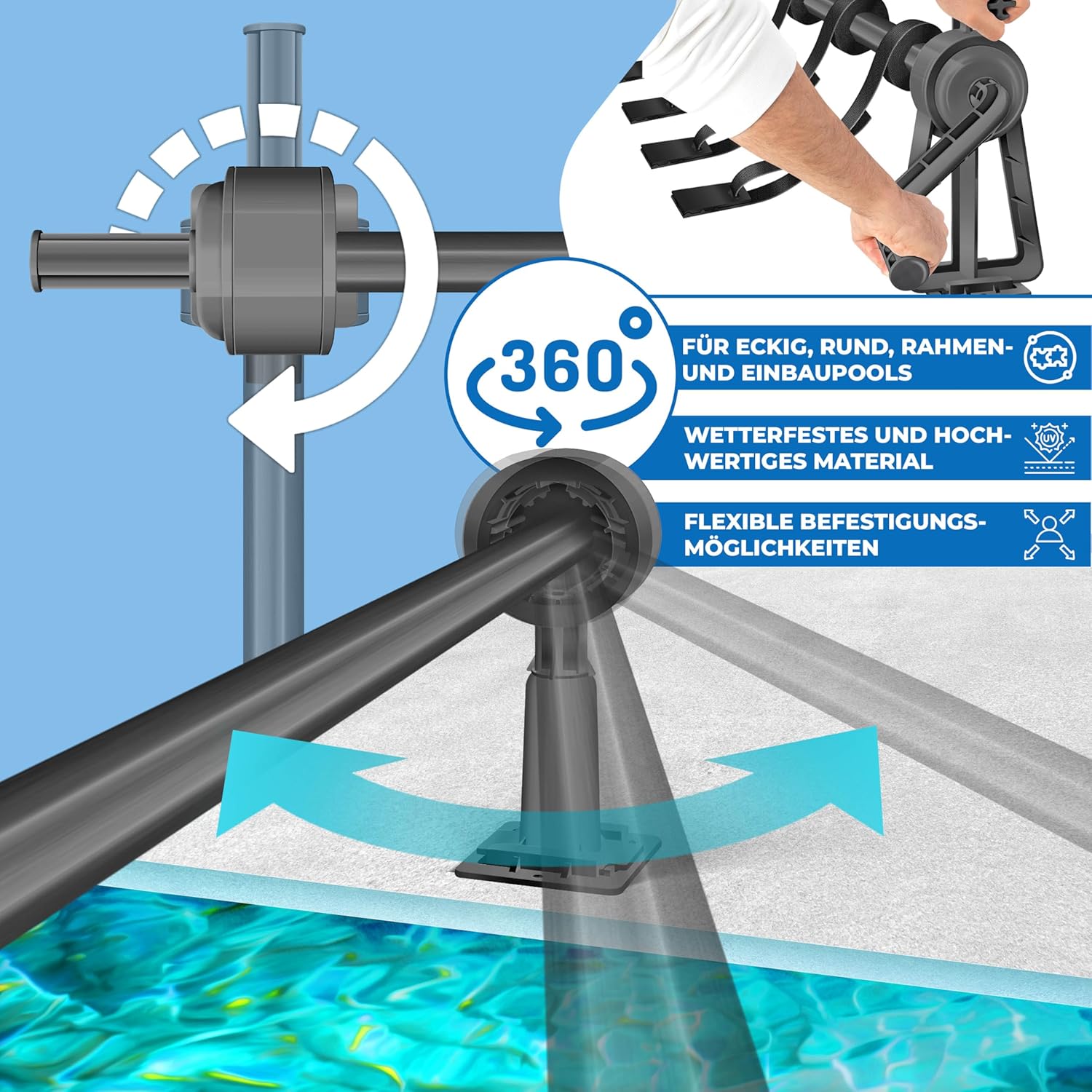 Thumbnail 3 de KESSER® Pool Aufroller Premium Aufrollsystem 1,05m – 6,15 m für Solarplane