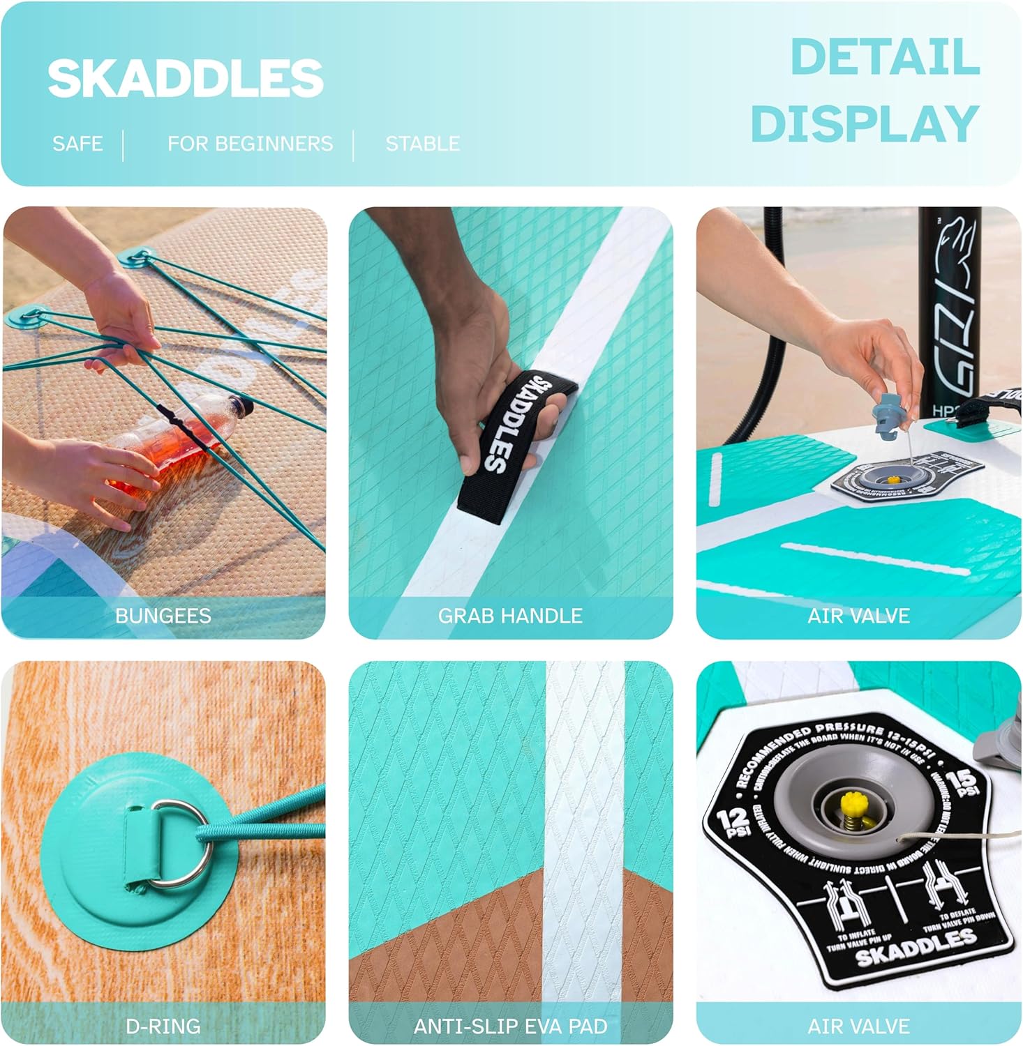 Thumbnail 4 de SKADDLES 10’6” Inflatable SUP with Complete Accessories Kit: Stability, Portability, and All‑Around Fun