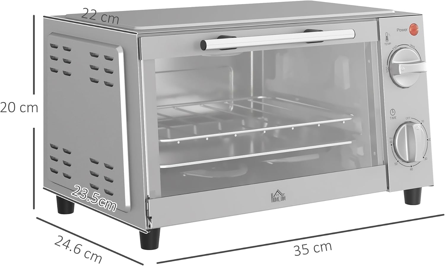 Thumbnail 2 de HOMCOM Mini Oven 9L Toaster Oven with Adjustable Temperature 750W in Silver