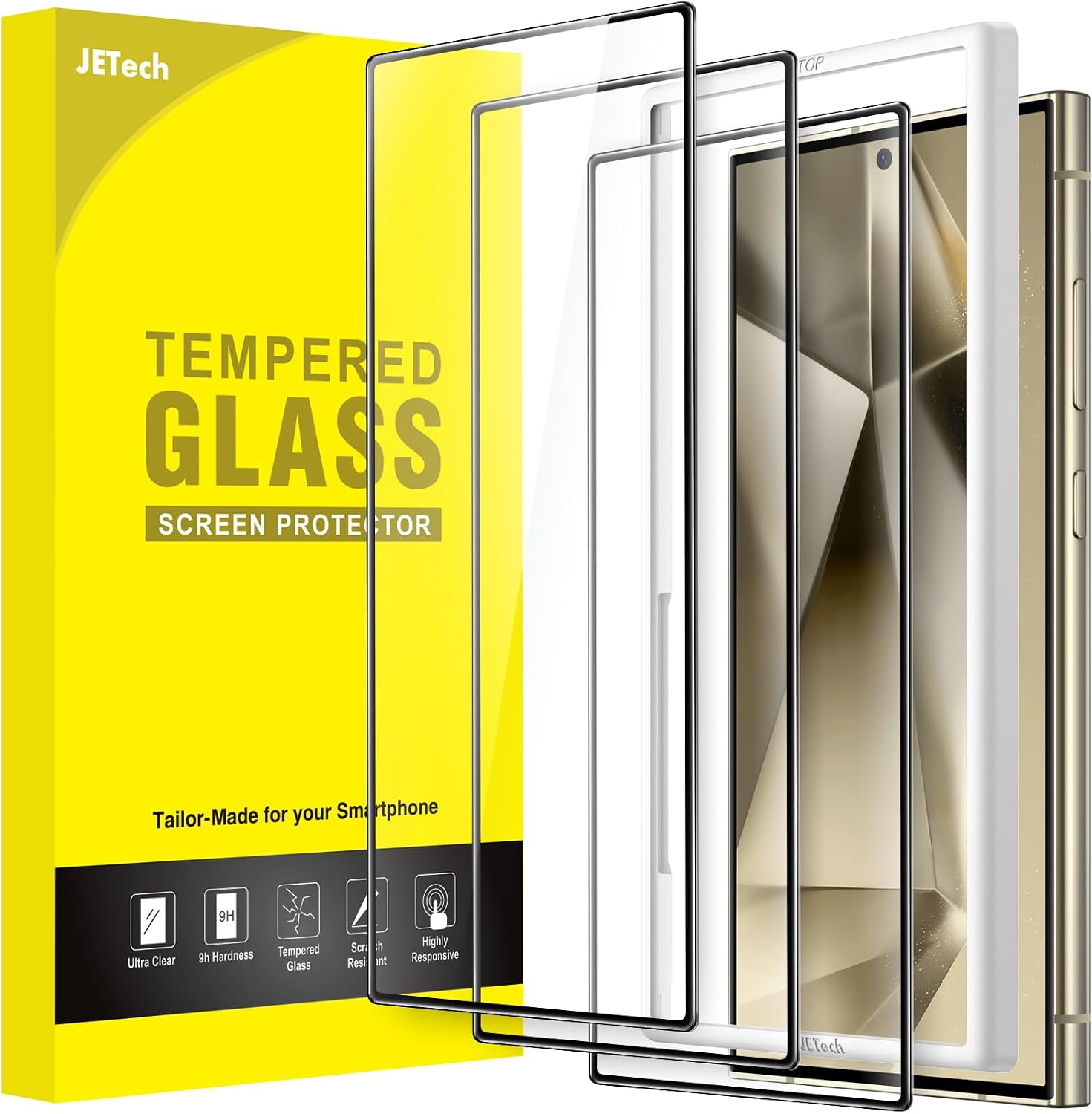 Detalle de JETech Samsung Galaxy S24 Ultra skärmskydd i härdat glas, 3-pack