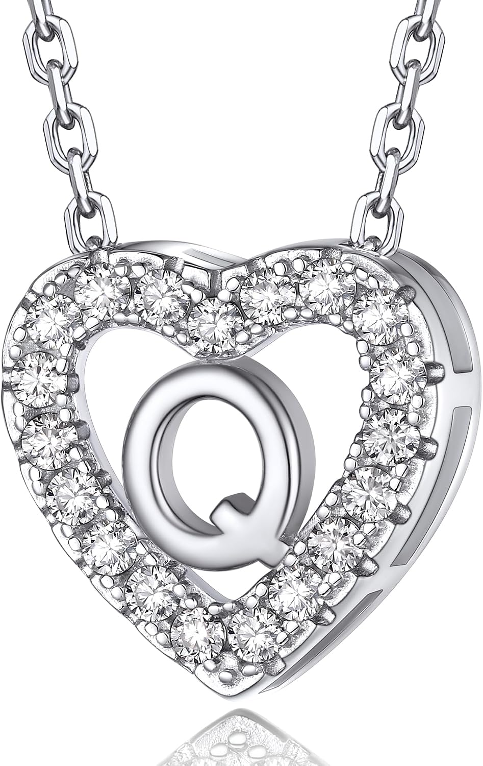 Detalle de MomentWish Herz-Kette mit A–Z Buchstaben Anhänger aus Moissanit – Personalisierte Halskette für Damen