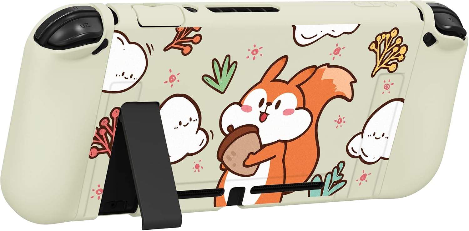 Thumbnail 6 de PlayVital ZealProtect Soft Protective Case for Nintendo Switch with Tempered Glass Screen Protector, Thumb Grips & ABXY Caps (Squirrel with Acorn)