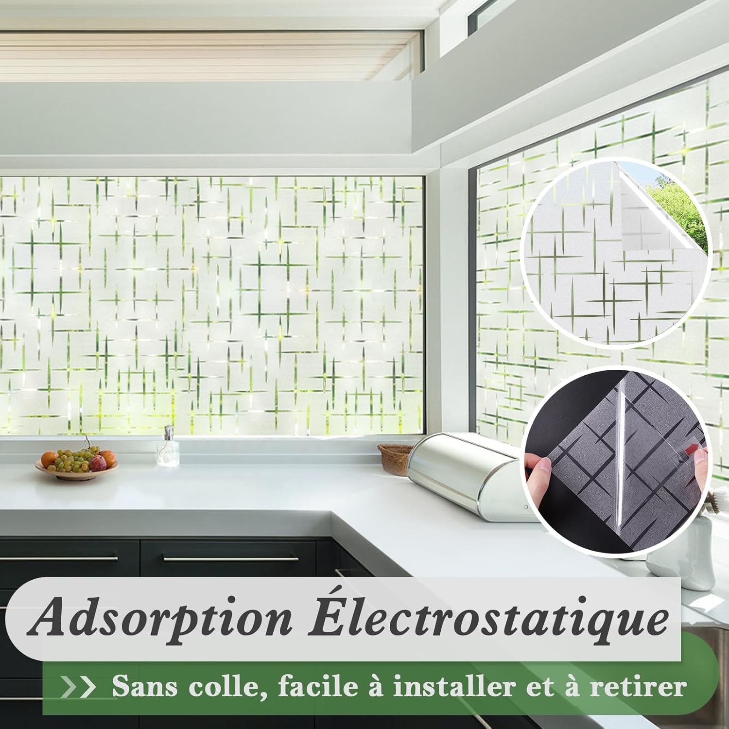 Thumbnail 5 de rabbitgoo Film Fenêtre Anti Regard à Motif Étoiles 75x400 cm – Film Electrostatique Non Adhésif pour Vitrine