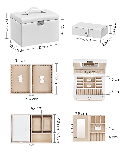 Thumbnail 6 de SONGMICS Schmuckkästchen, 3 Ebenen, 2 Seitentüren, abschließbar – eleganter Organizer für Schmuck in Wolkenweiß