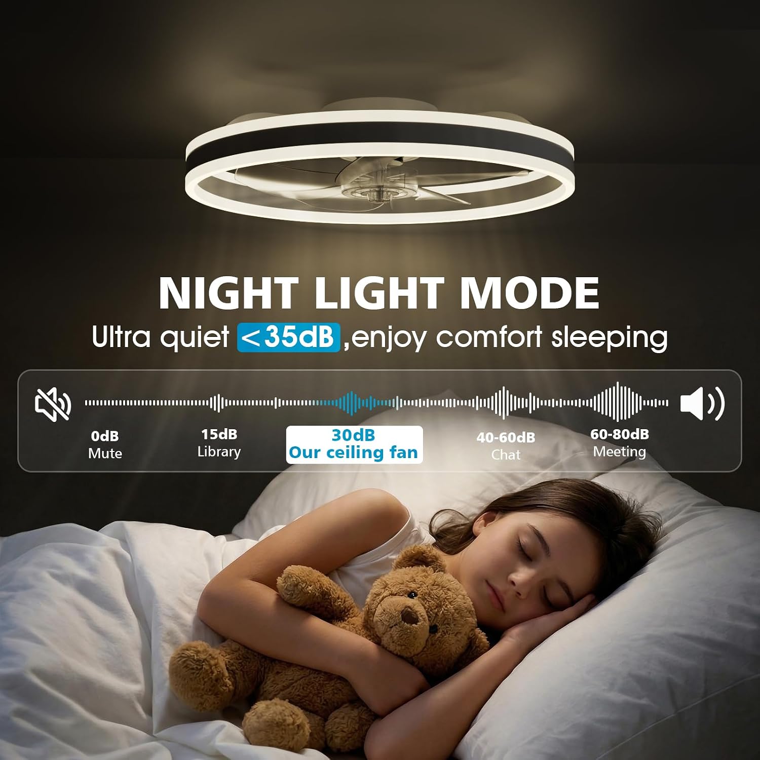 Thumbnail 4 de NIORSUN Ceiling Fans with Lights and Remote: 6 Speeds, 3 Colour Temperatures, Dimmable LED Light for Quiet, Modern Living Spaces