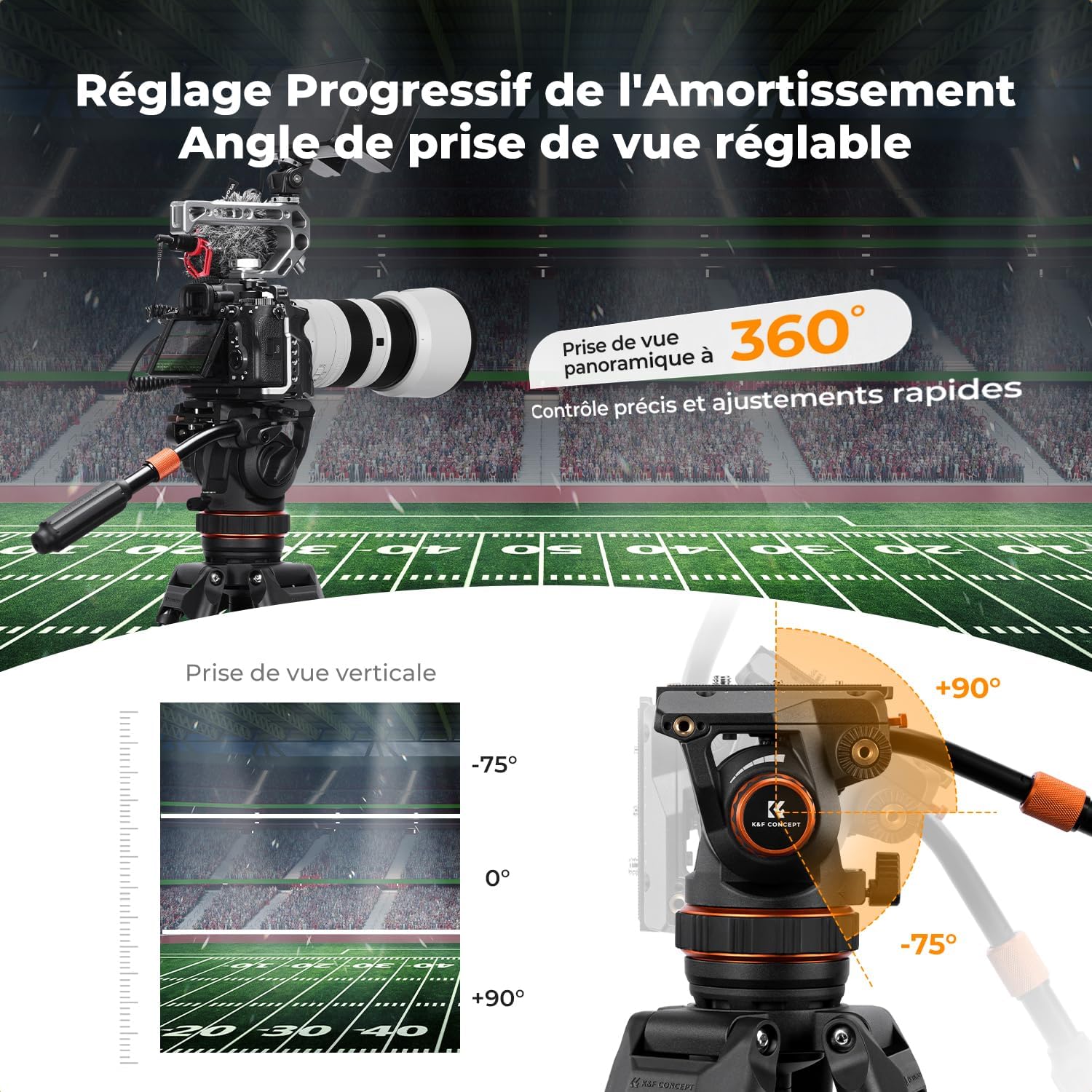 Thumbnail 3 de K&F Concept 191 cm trépied vidéo