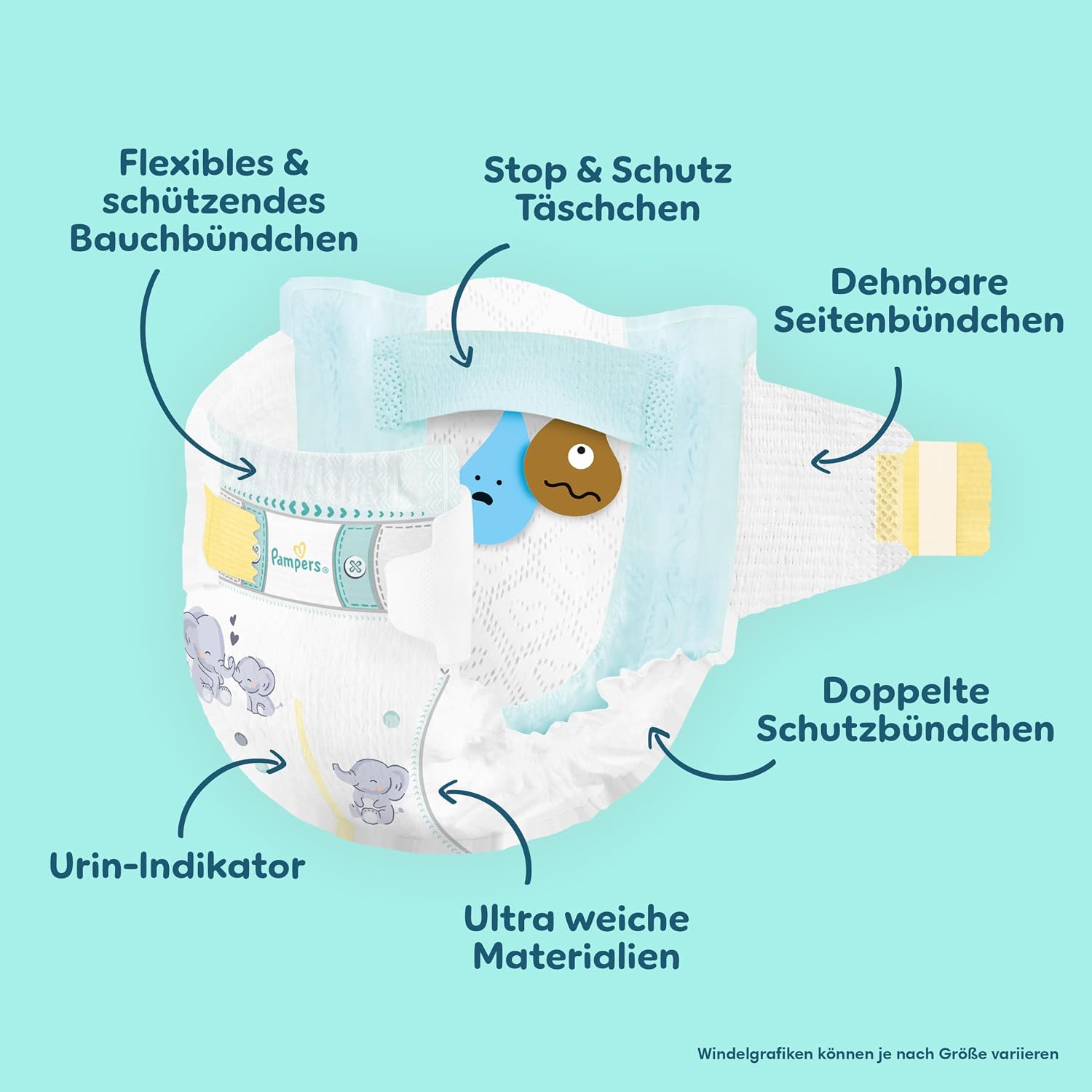 Detalle de Pampers Premium Protection Größe 2 (4–8 kg) – 248 Windeln für Haut- und Auslaufschutz