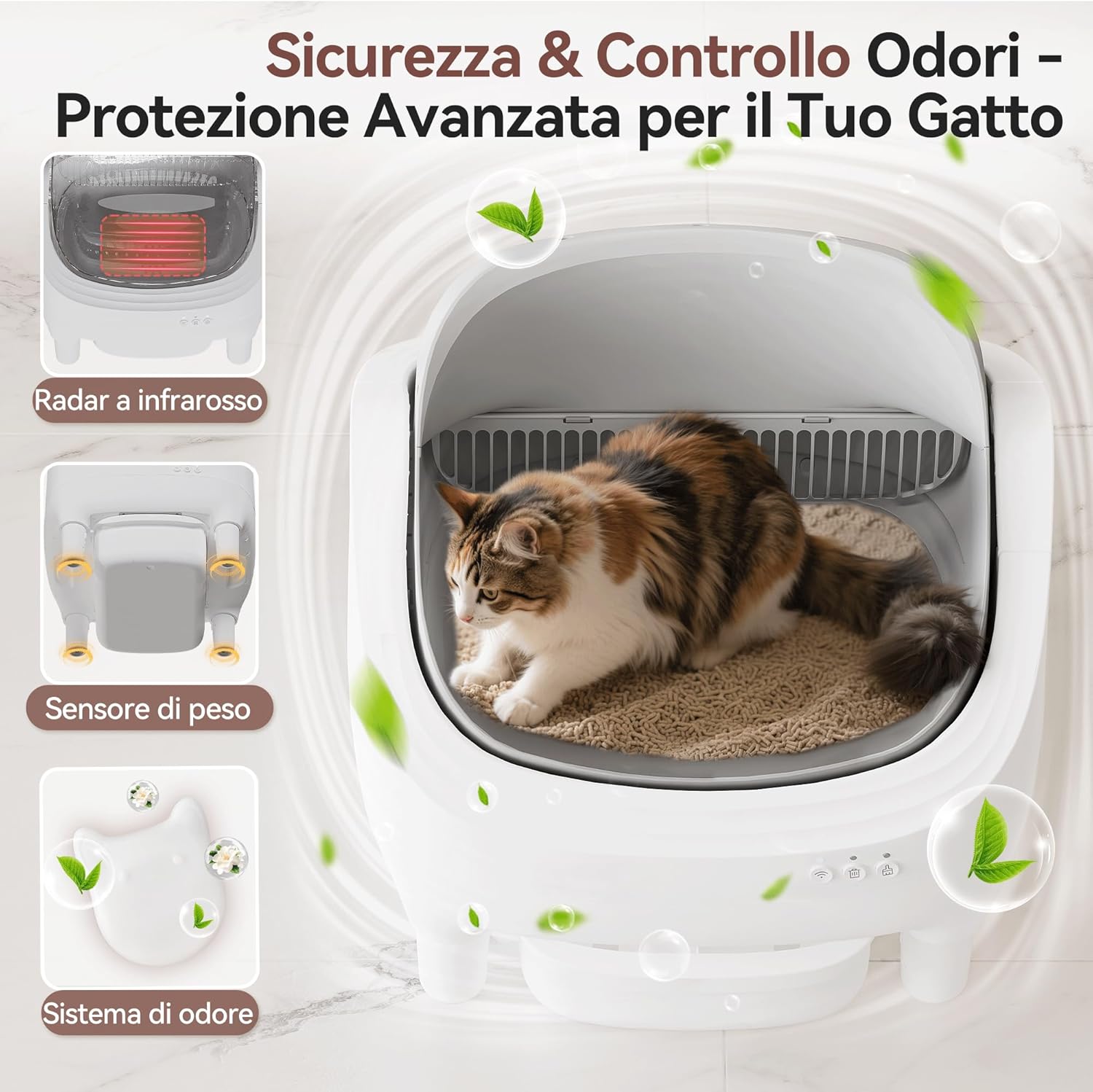 Detalle de Lettiera Gatto Autopulente JUMMICO 12L – XXL, controllo via APP e gestione a distanza