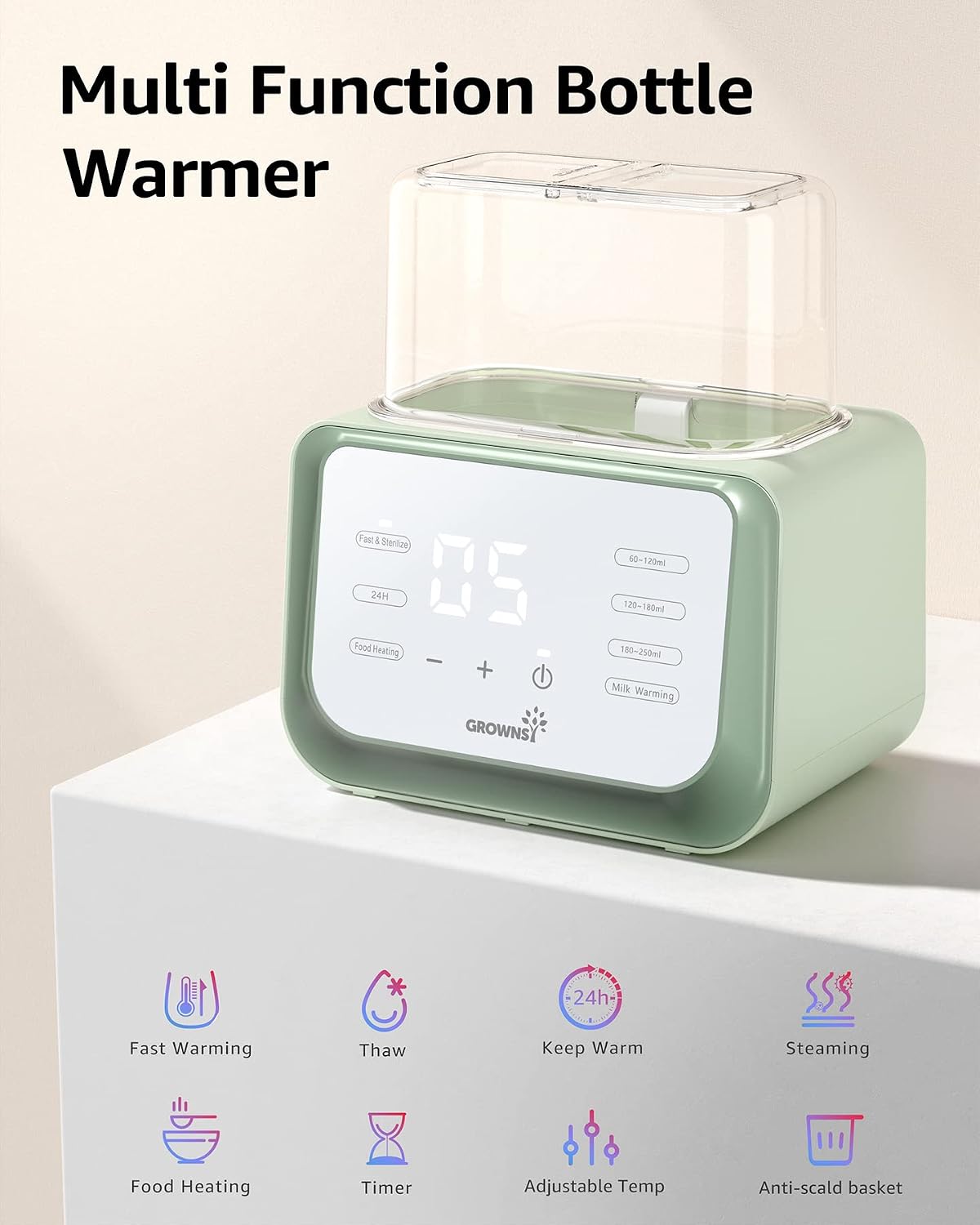 Detalle 2 de Grownsy 8-in-1 Baby Bottle Warmer with Timer and Adjustable Temperature