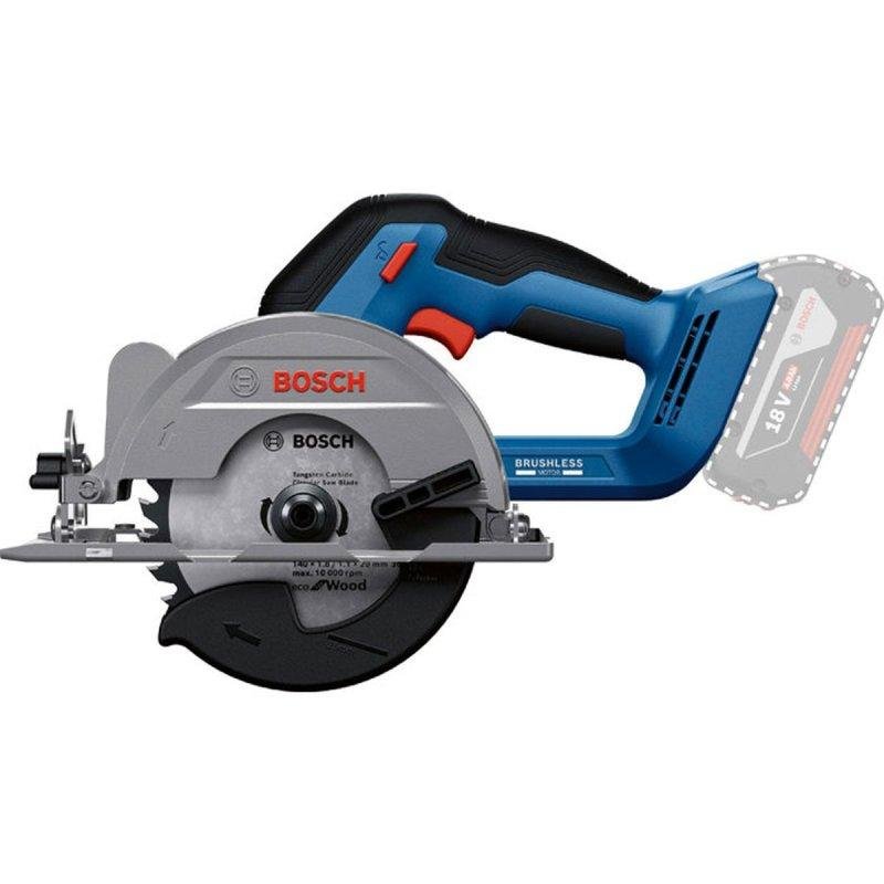 Detalle de Bosch Professional GKS 18V‑51: Sierra circular sin escobillas de 140 mm (18 V) para obra y taller