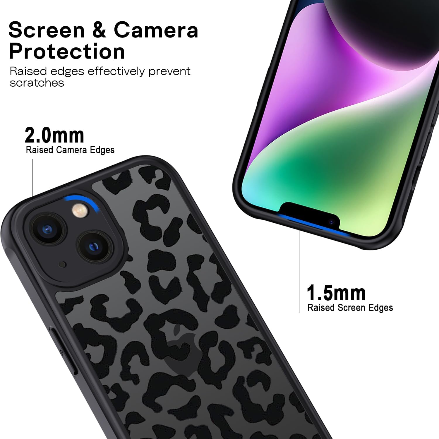Thumbnail 4 de XTCASE Coque iPhone 14 Motif Léopard Noir