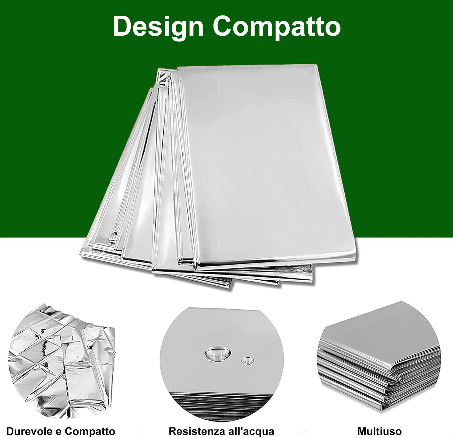 Thumbnail 6 de HONYAO Termica 3 Pezzi Coperta Emergenza Argento 210×160 cm – Risparmio, Protezione e Versatilità