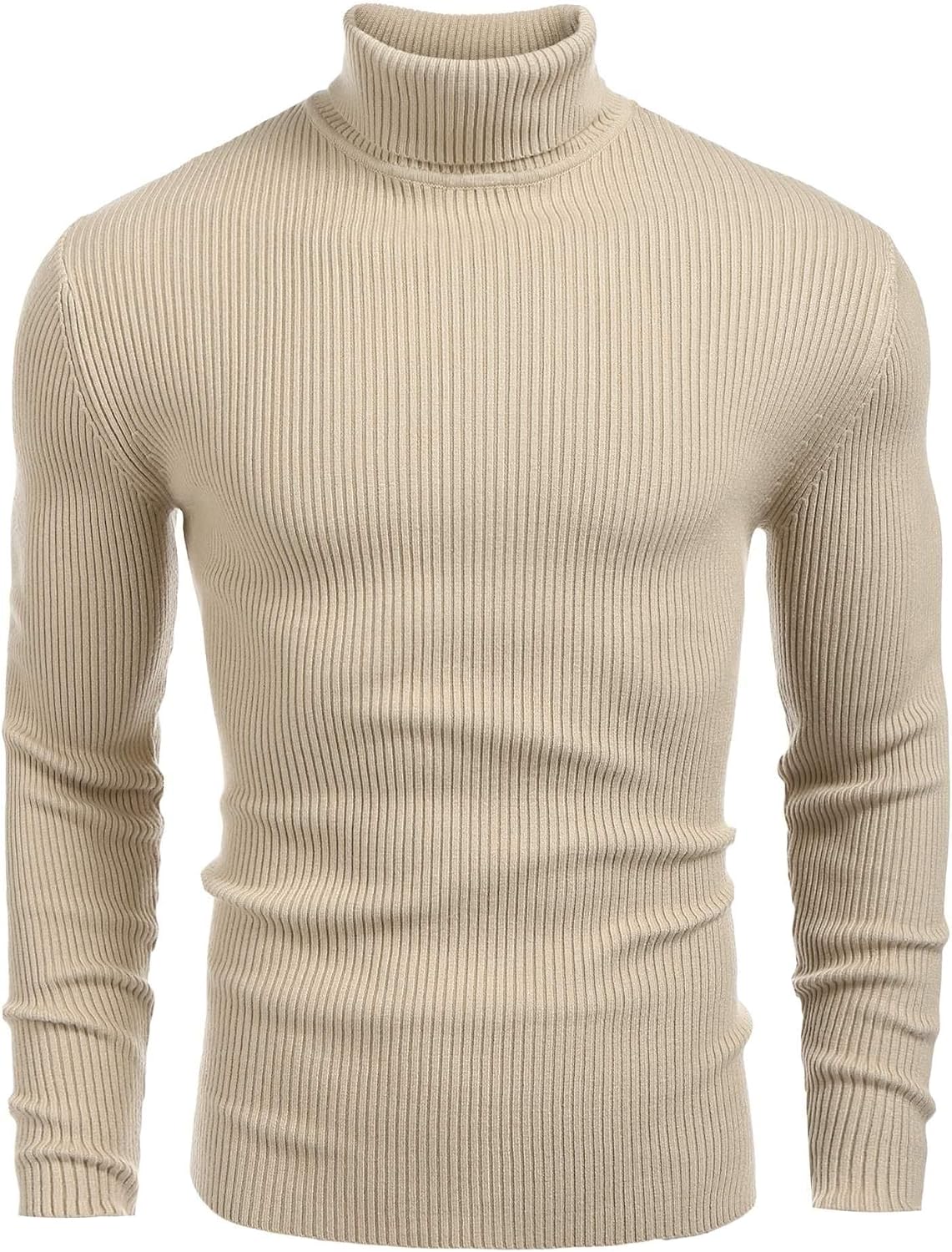 Detalle de COOFANDY Men’s Slim Fit Turtleneck Sweater, Ribbed Knit Pullover