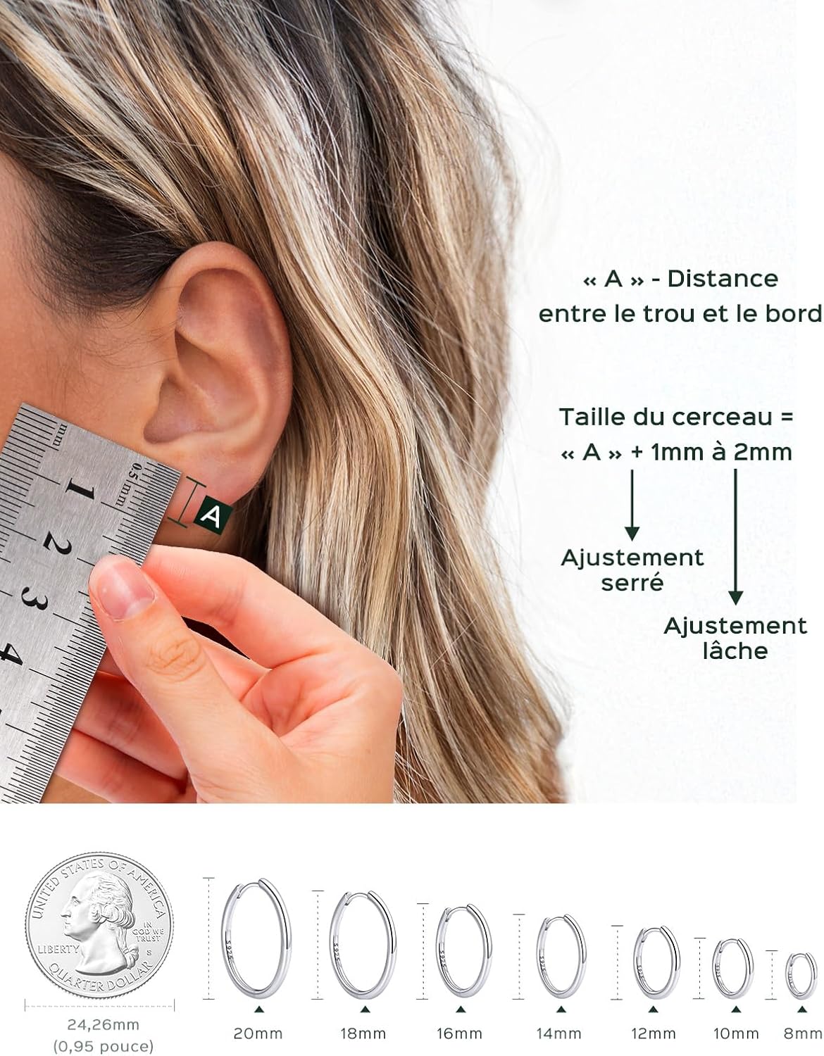 Thumbnail 5 de ChicSilver petites créoles en Argent 925 massif (8/9/10/12/14/16/20 mm) pour femme et homme