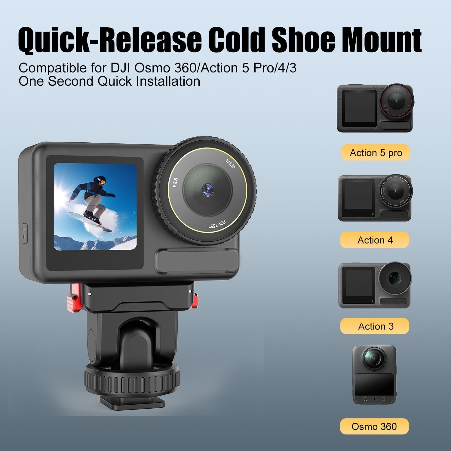 Thumbnail 1 de Cold Shoe Adapter Magnetic Quick Mount 150° Tilt