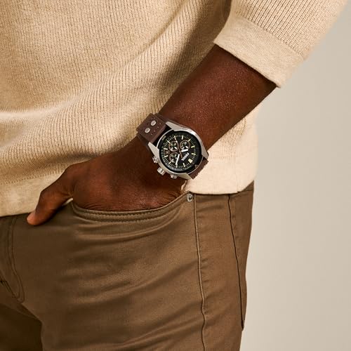 Detalle de FOSSIL Coachman Men's Quartz Watch CH2891 with Black Dial and Brown Leather Cuff
