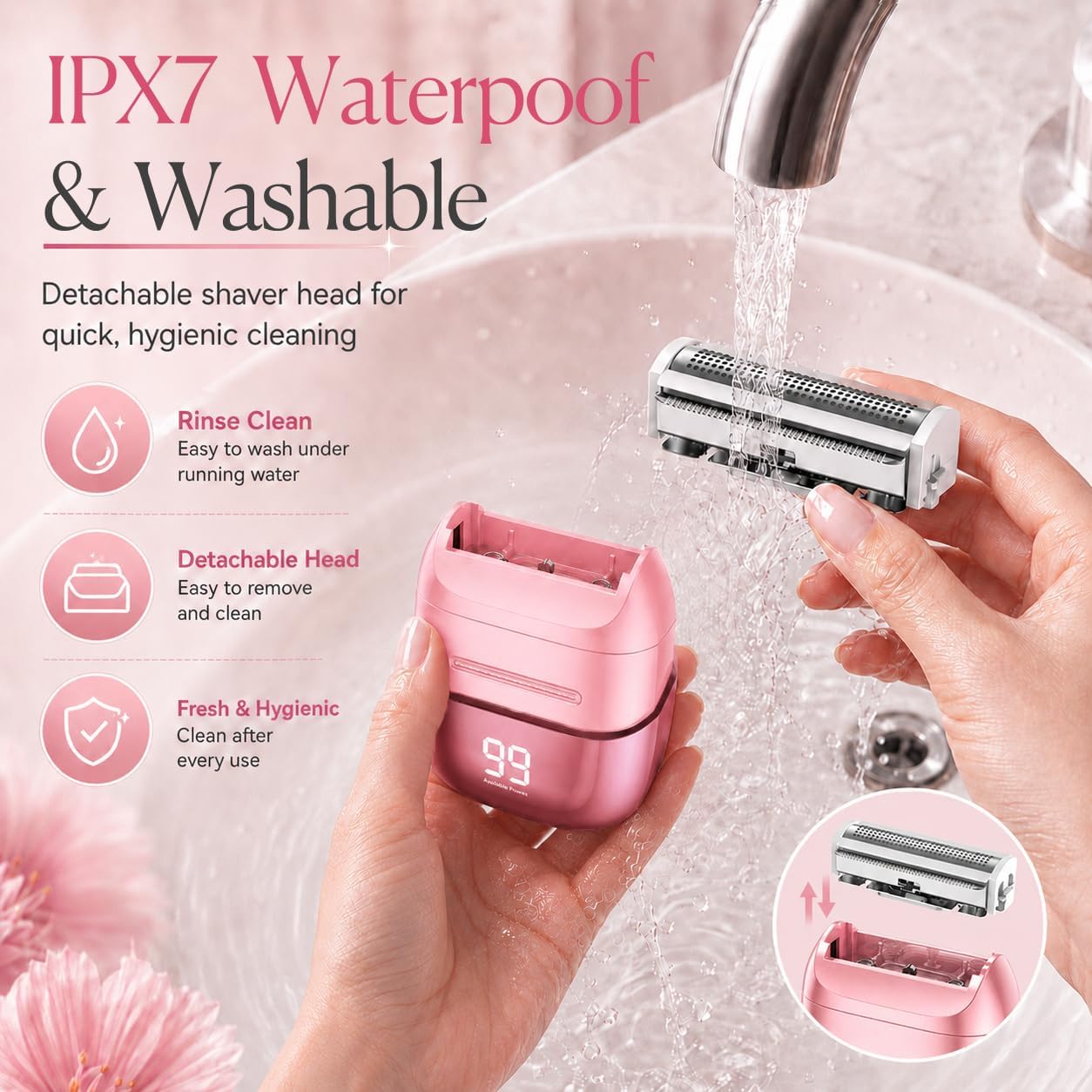 Detalle de UpperX Women's Electric Razor, USB-C