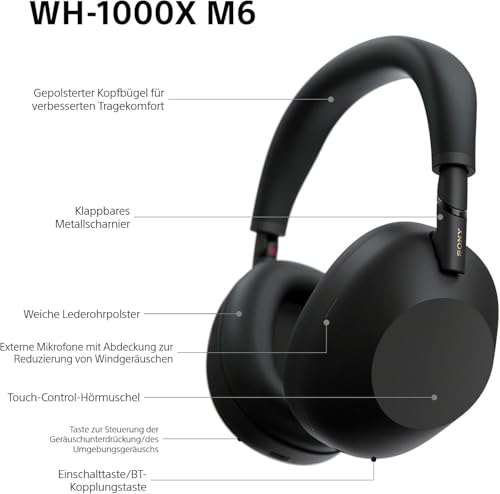 Thumbnail 12 de Sony WH-1000XM6 kabellose Noise Cancelling-Kopfhörer – Signature Hi-Res Sound, faltbares Design, 30 Std. NC