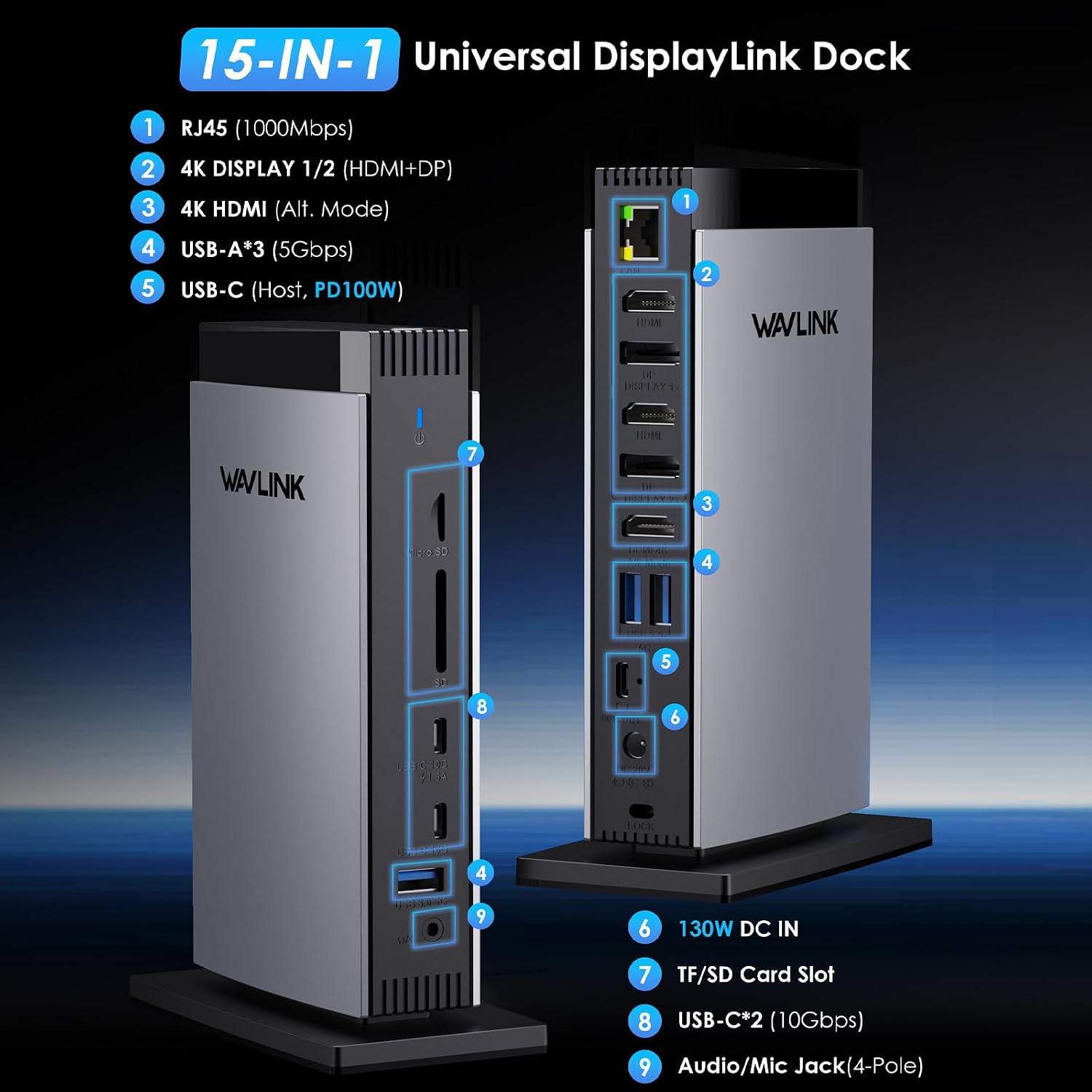 Detalle 2 de WAVLINK USB-C docking station with 100W PD