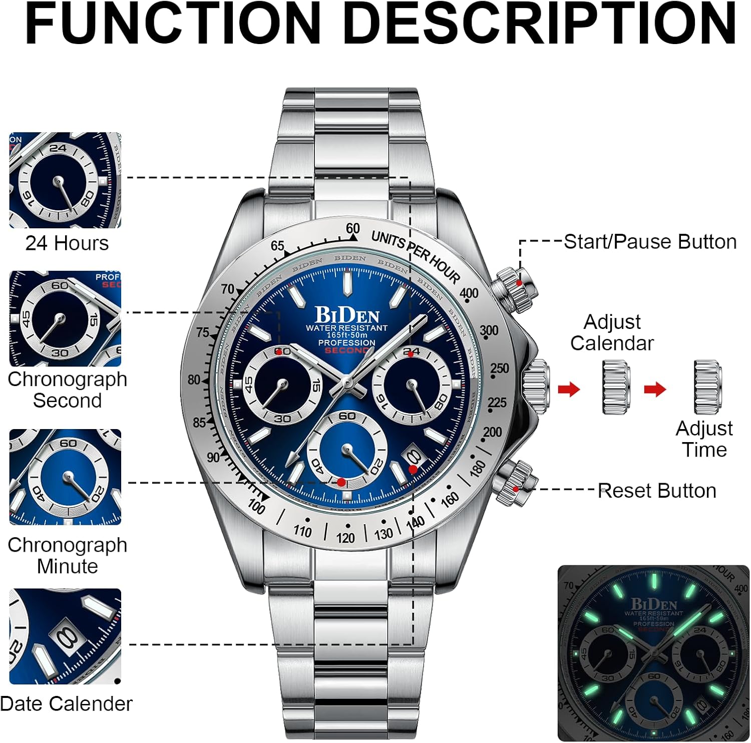 Thumbnail 6 de HANPOSH Chronograph Herren Uhr