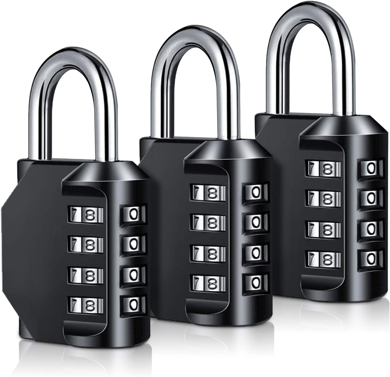 BeskooHome Combination Padlock 3-pack 4-digit