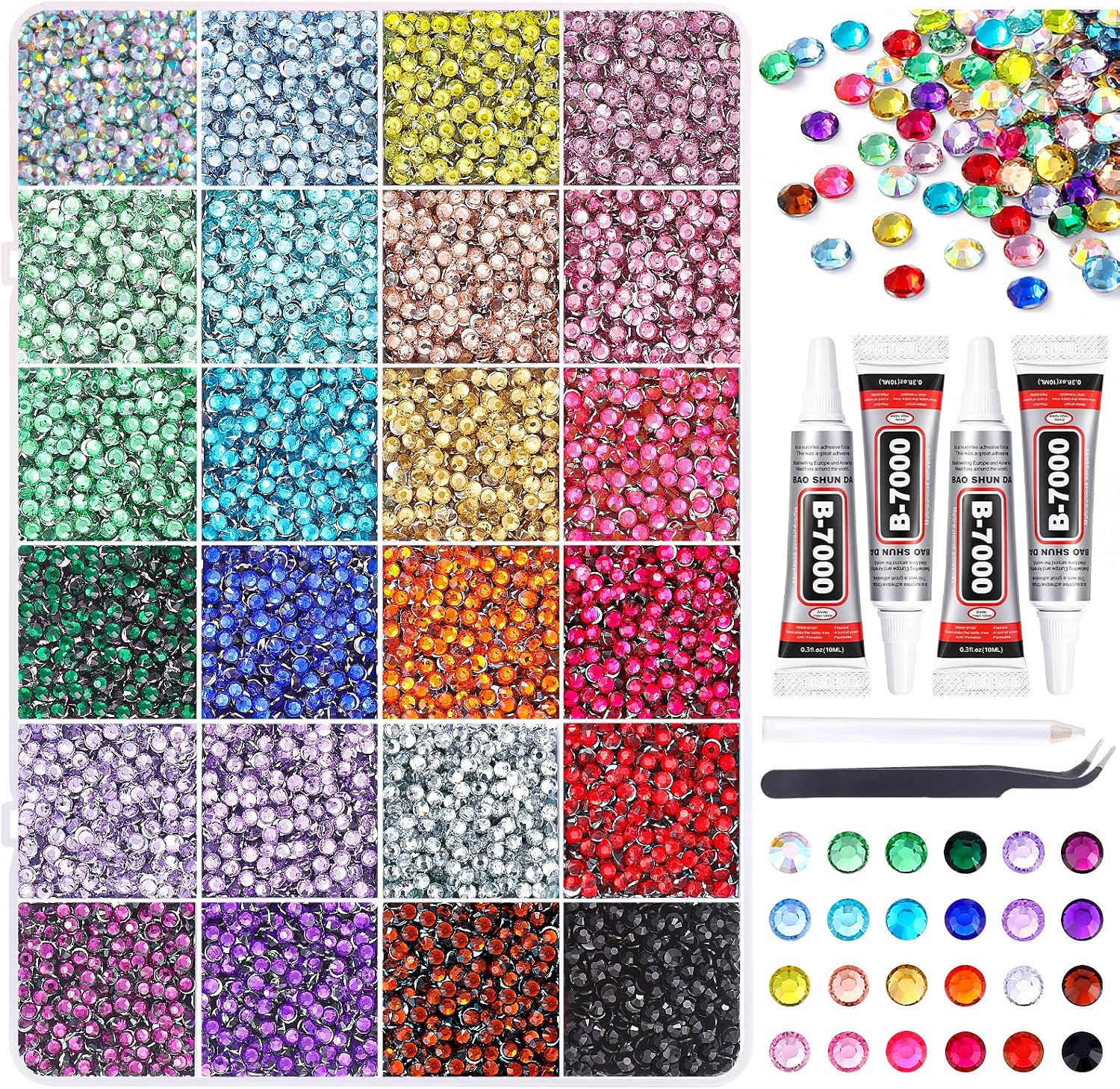 Thumbnail 3 de JOLCEEY 30000Pcs Silver Clear Rhinestones Bedazzling Kit – Flat Back Gems