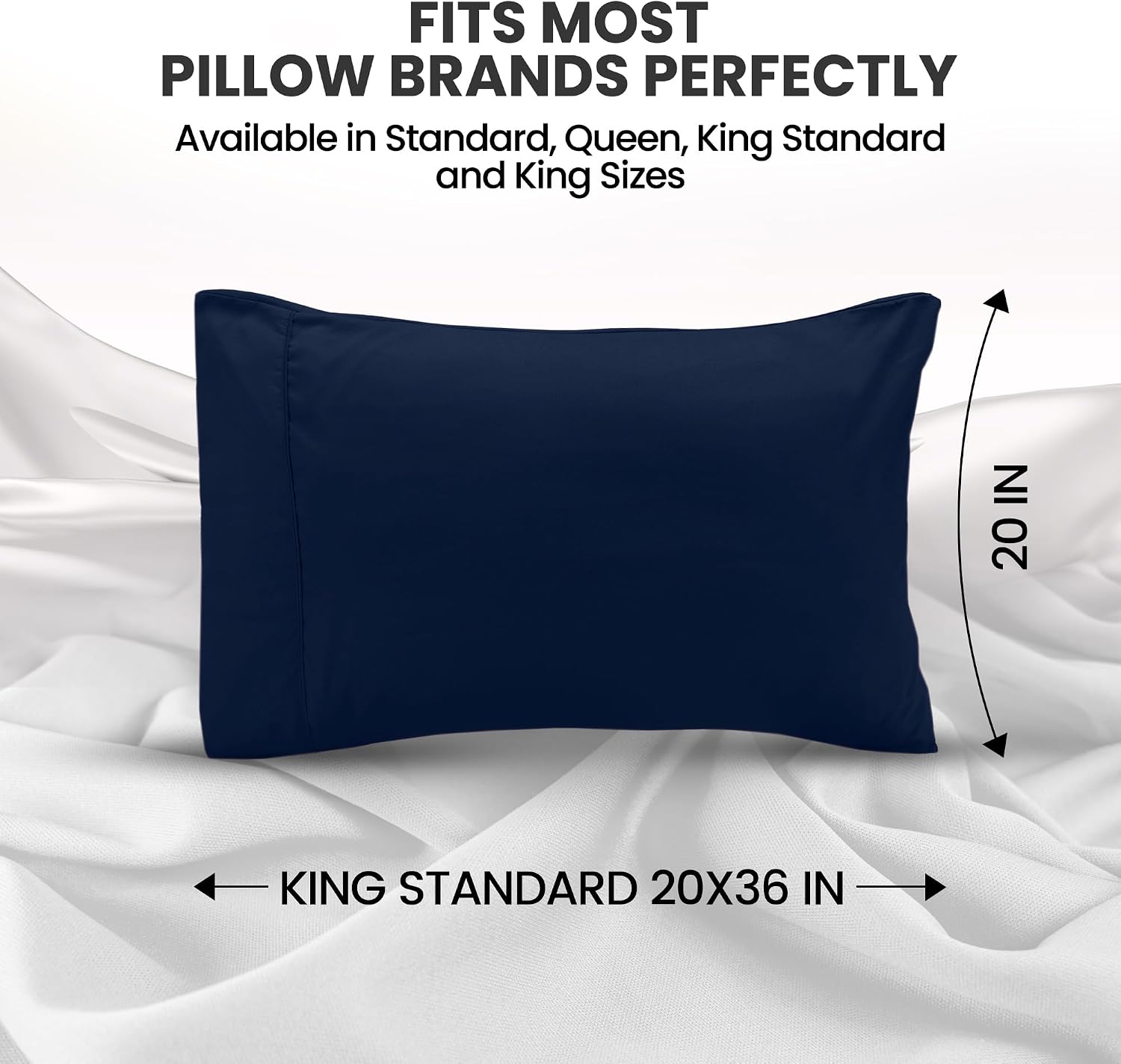 Detalle 2 de Utopia Bedding King Pillowcases, 12-Pack, Navy Microfiber with Envelope Closure
