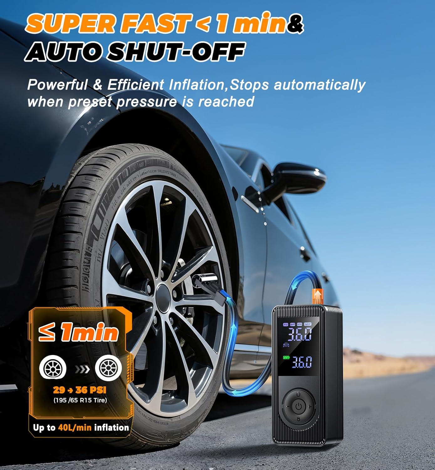 Thumbnail 2 de Tire Inflator Portable Air Compressor 150 PSI