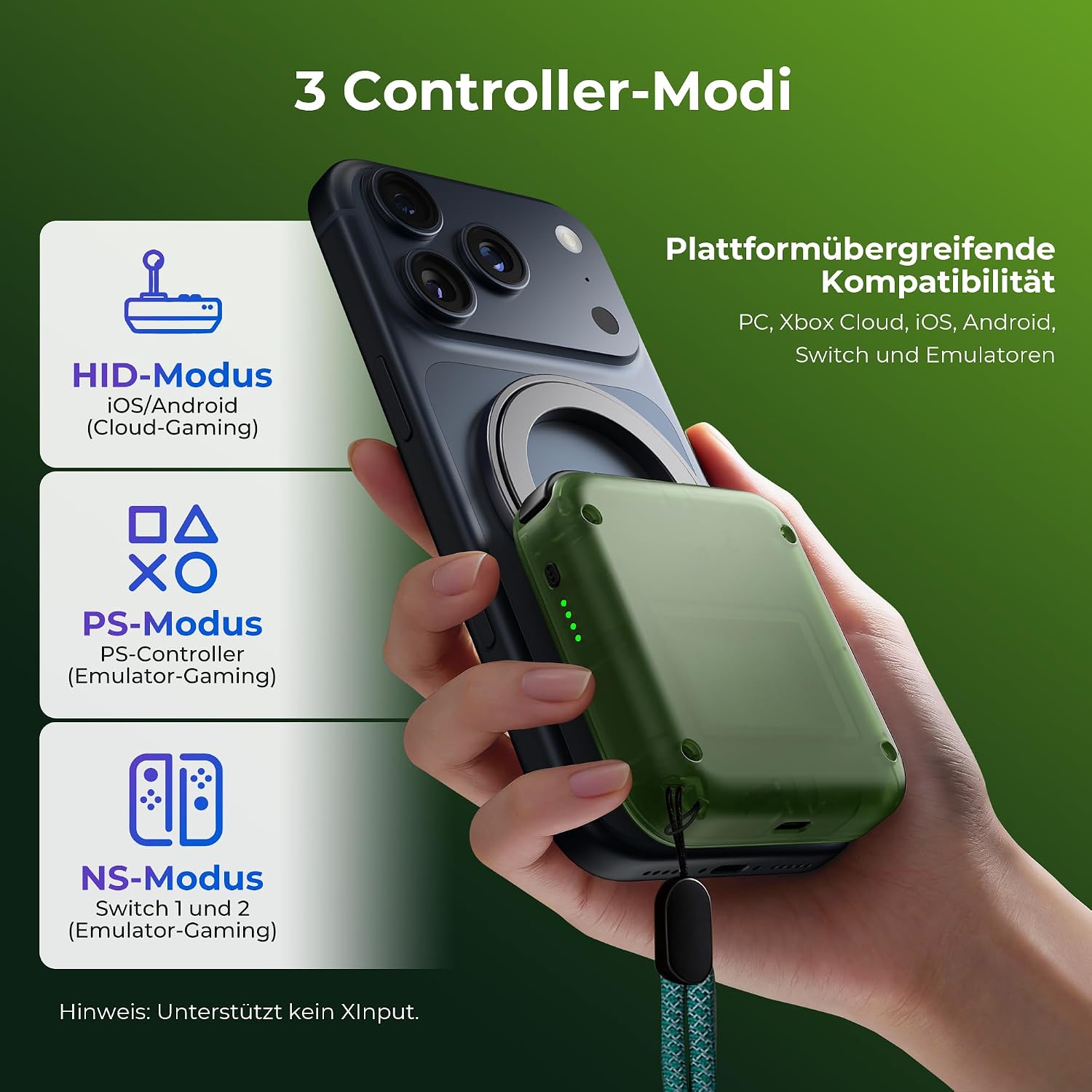 Thumbnail 6 de abxylute M4 Snap-On Mobile Gaming Controller – kompakter Retro-Gamepad mit MagSafe, Turbo-Joystick & Ständer
