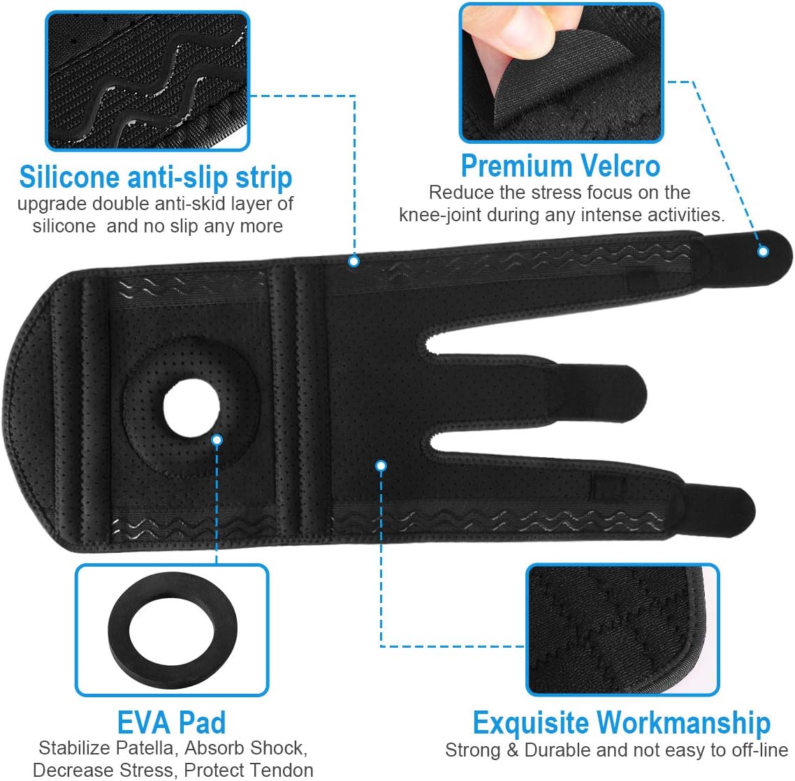 Thumbnail 6 de AVIDDA Knee Support open‑patella brace 12.5"–18.5" 🩺