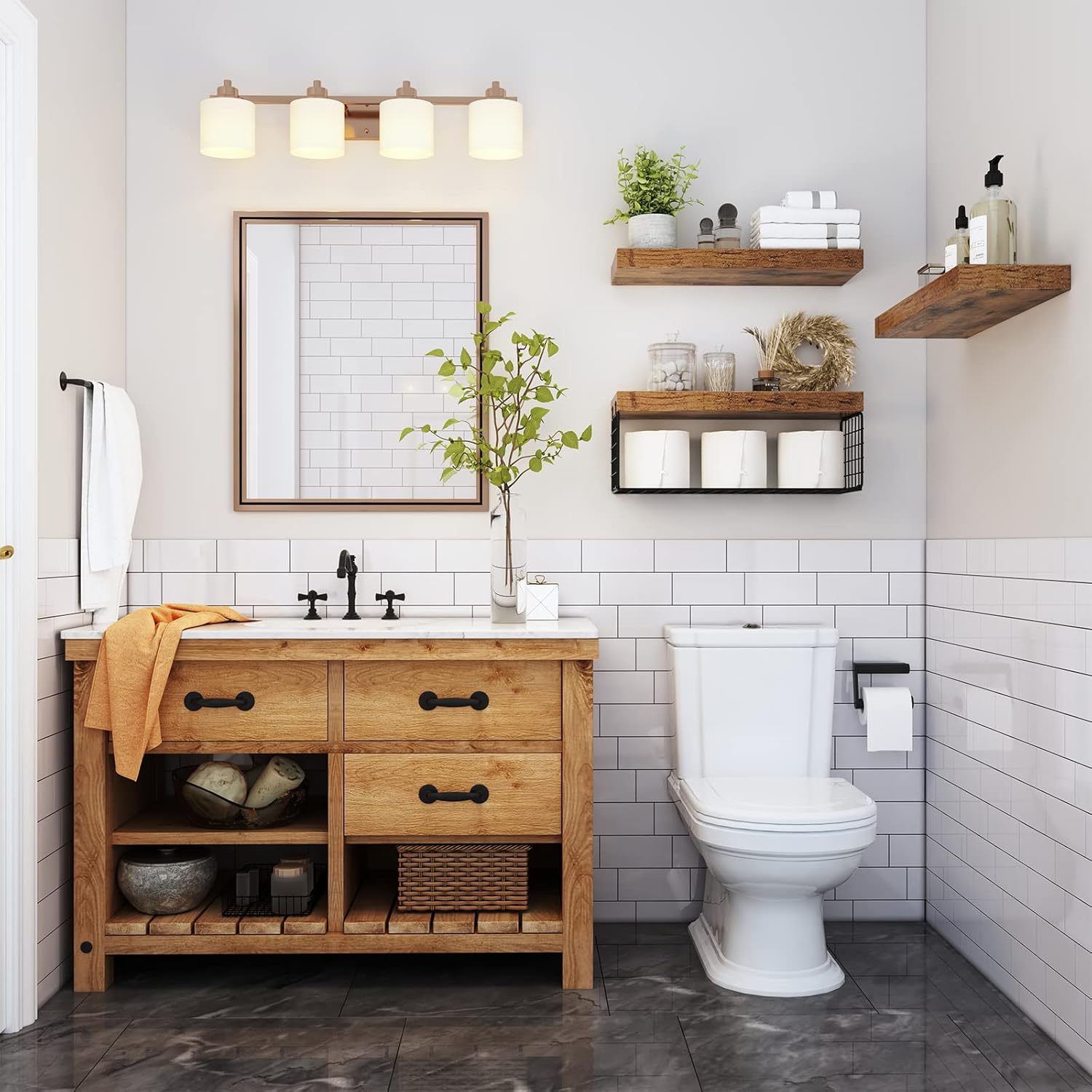 Detalle 2 de QEEIG 16 inch Bathroom Shelf Set 🏡