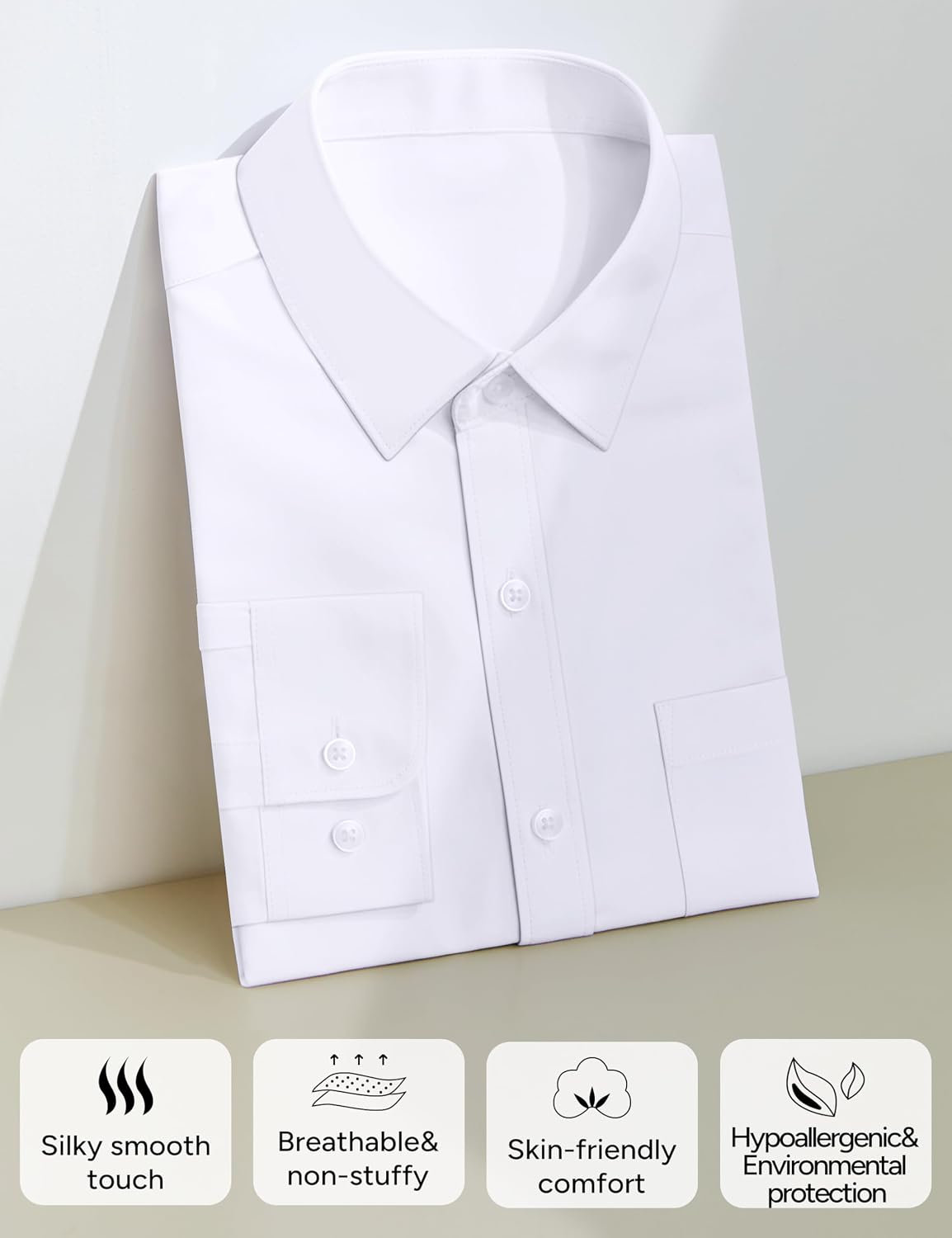 Detalle 1 de MagicSite Boys’ Long-Sleeve Button-Down Dress Shirt and Tie, Stretch or Standard Fabric