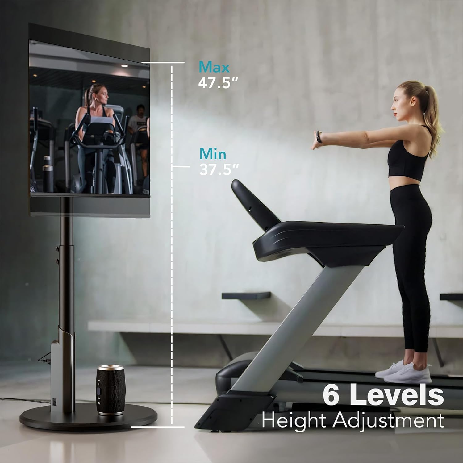 Thumbnail 3 de LLDEPLL LT1003BL Rolling TV Stand with Power Outlet and 6 Height Settings