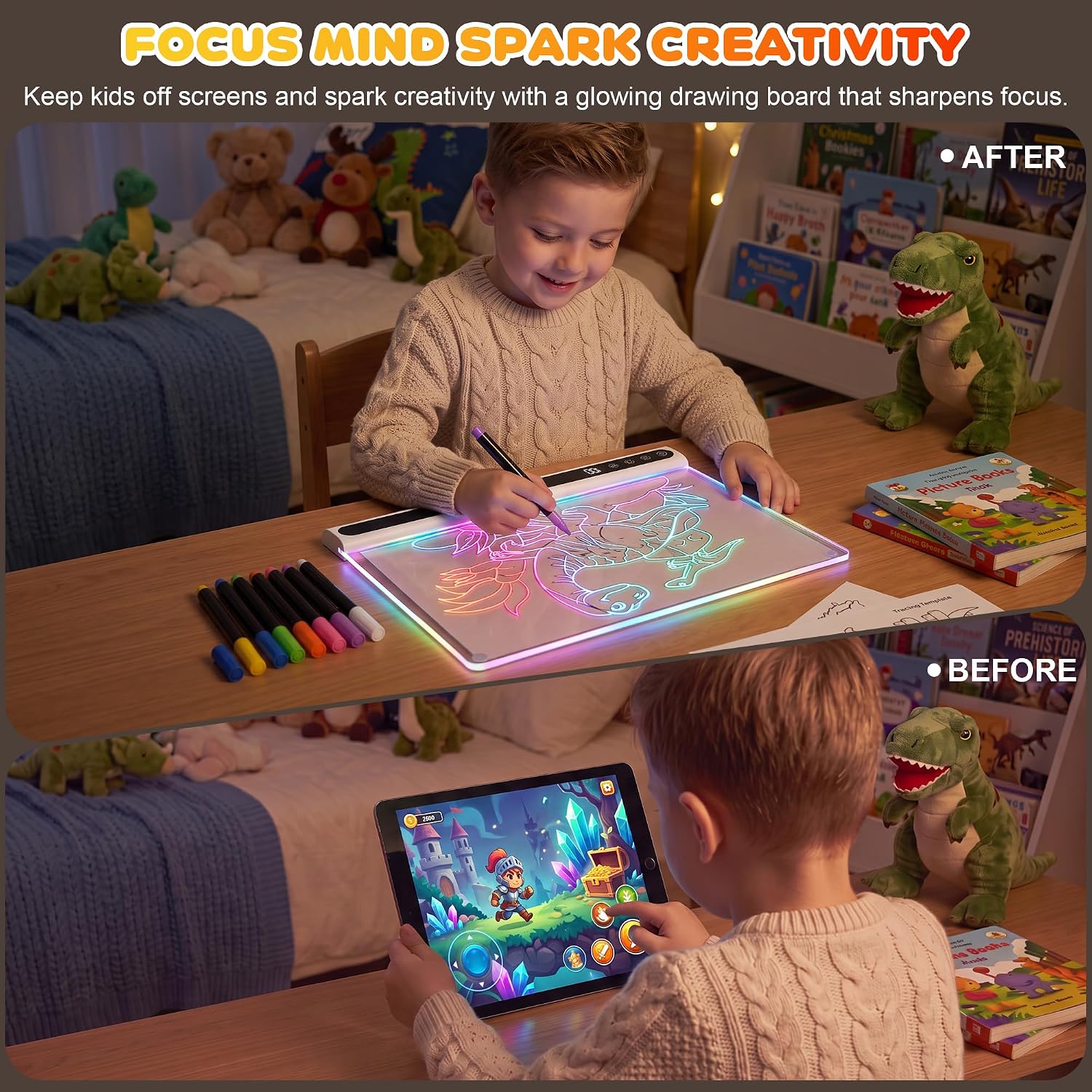 Thumbnail 3 de GOLSPARK JSK-X19 16-Inch LED Drawing Board with Music and 14 Light Effects