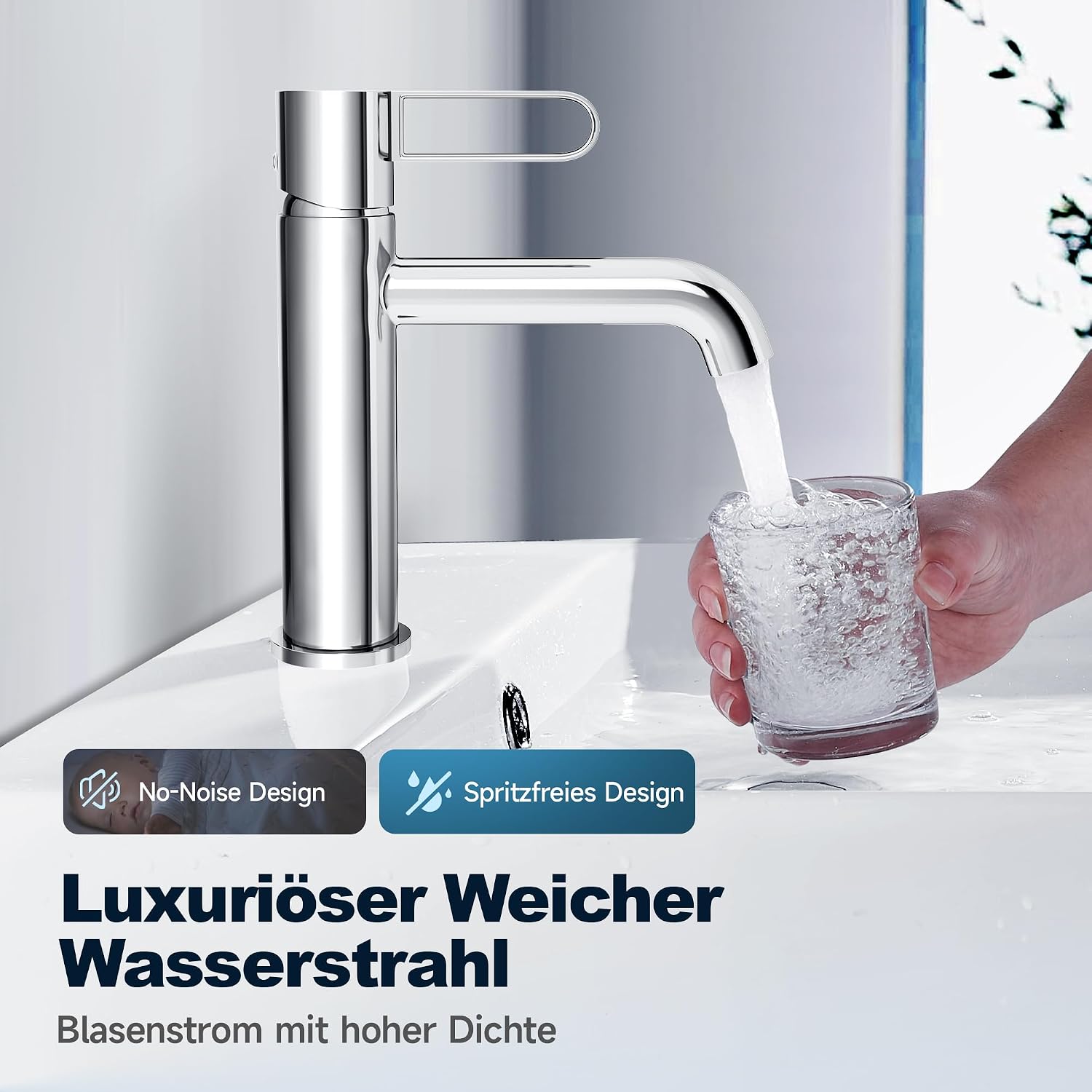 Detalle de Alphabath Einhebel-Waschtischarmatur mit Messinggehäuse und Keramikkartusche
