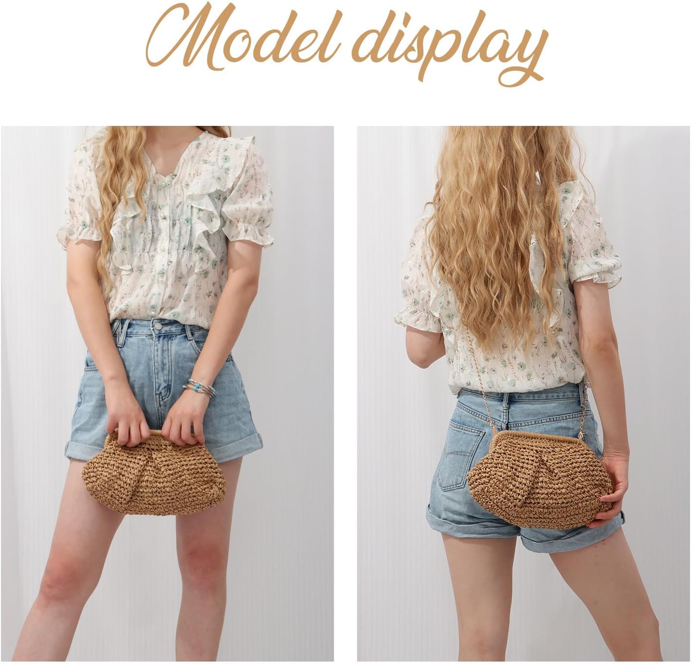 Thumbnail 1 de JyWmsc Straw Clutch Purse for Women — Cloud Dumpling Pouch, Crossbody & Shoulder Bag