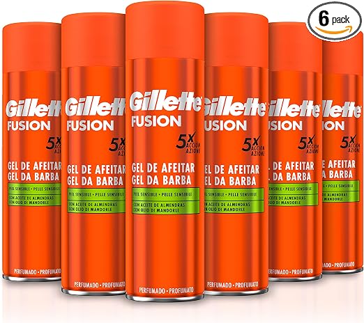 Detalle de Gillette Fusion Gel Afeitar Hombre Piel Sensible 6x200ml