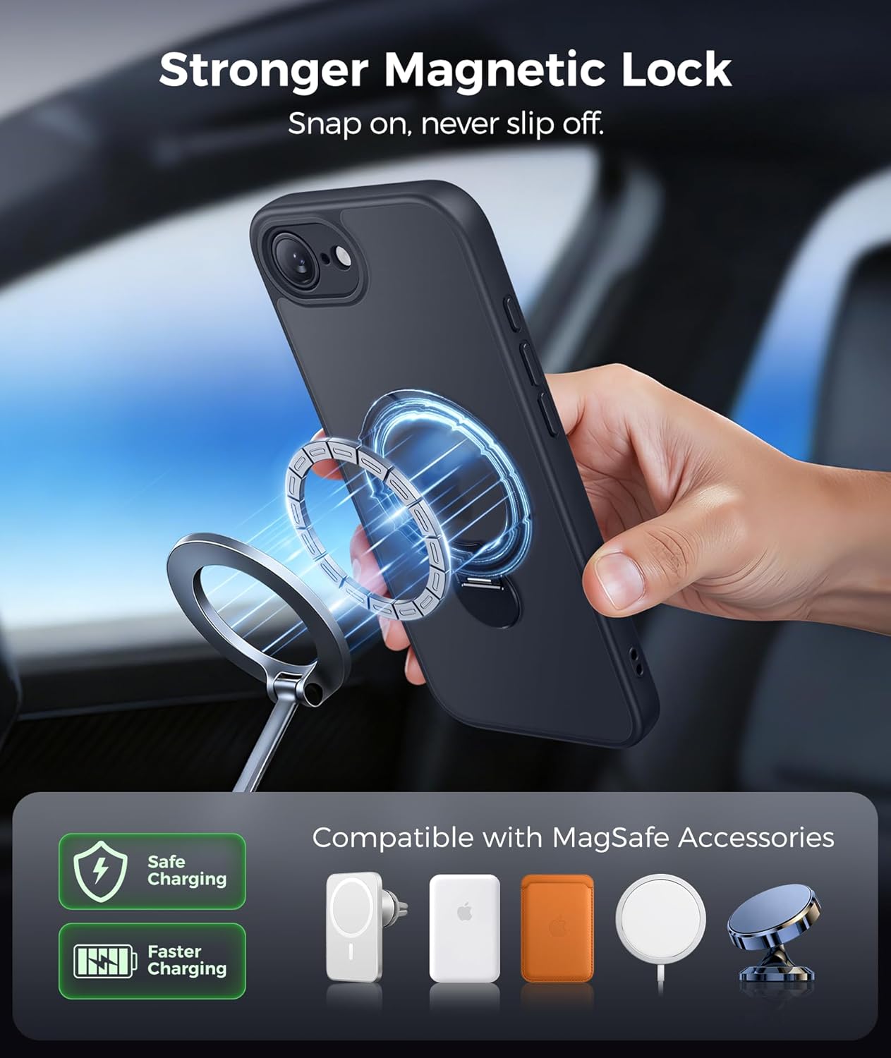 Thumbnail 4 de FNTCASE for iPhone 17e/16e Case with 360 Spin Magnetic Stand — MagSafe Compatible, Screen Protector & Military-Grade Protection