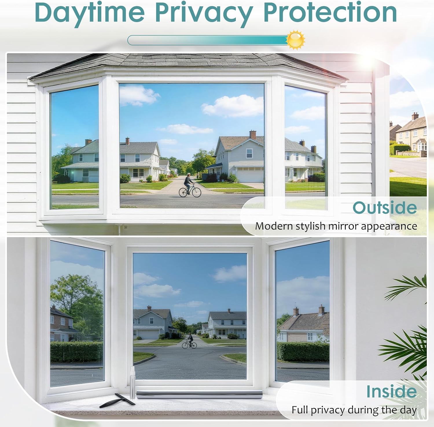 Thumbnail 1 de DOWELL One Way Window Film Privacy with Tools, Silver 75x200cm – Heat Reflective, Static Cling Privacy Film for Glass