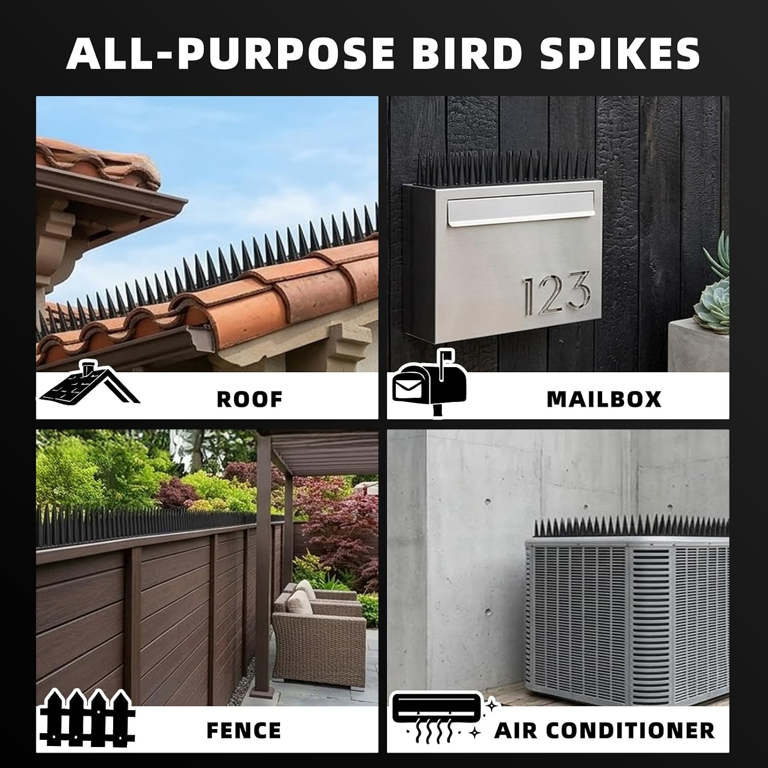 Detalle de LavviTech Bird Spikes Plastic Outdoor Deterrent, 30-Pack, 41.9 ft Coverage