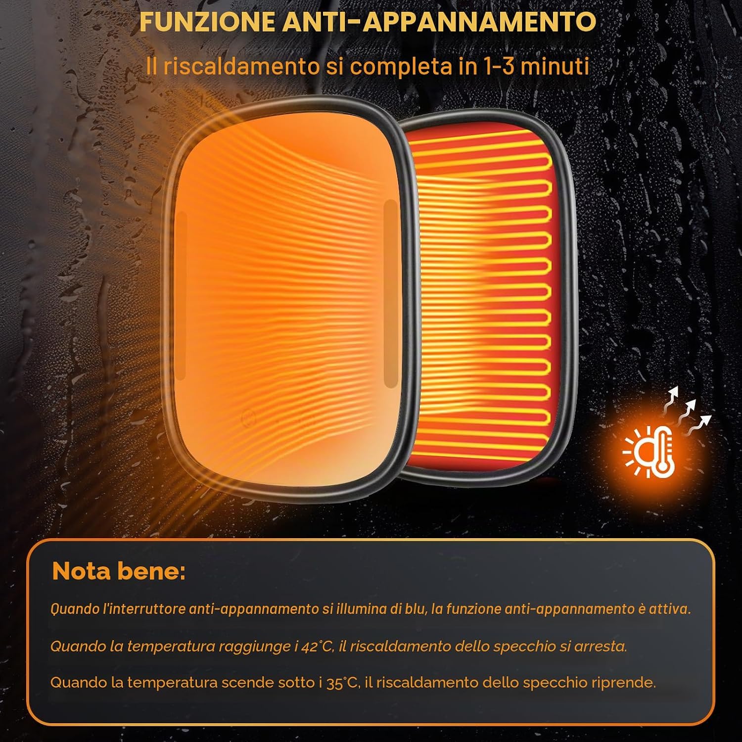 Thumbnail 3 de Specchio da doccia riscaldato anti-appannamento con illuminazione a LED, 2 supporti per rasoi e gancio adesivo removibile