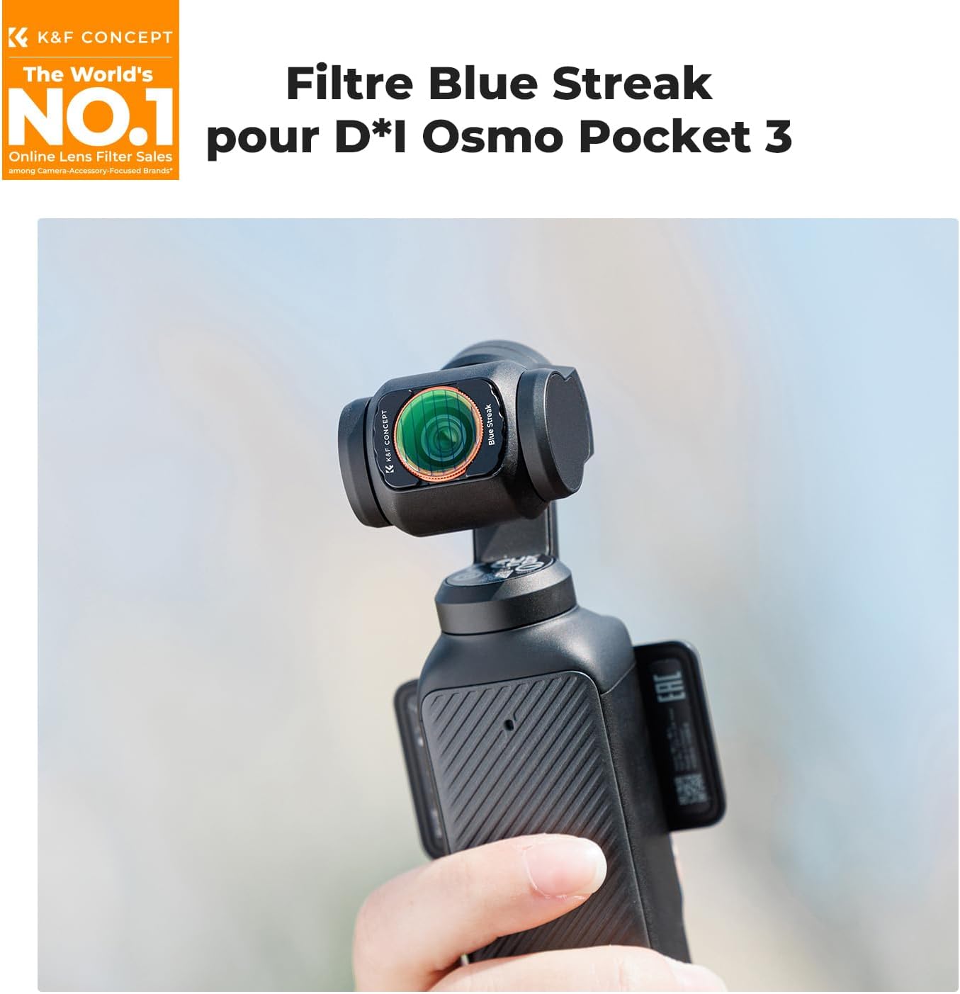 Detalle 2 de K&F CONCEPT Filtre Blue Streak Magnétique pour DJI Osmo Pocket 3 – Nano-revêtement, Protection et Effet Artistique