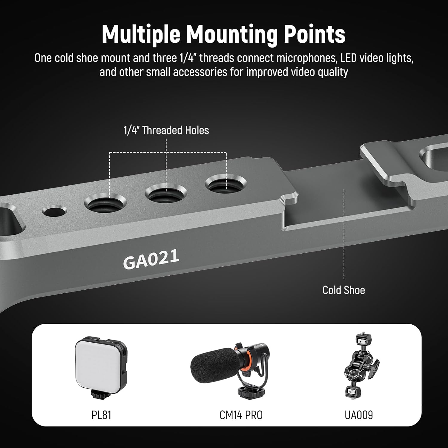 Detalle de NEEWER NATO Monitorhalterung für DJI RS & Ronin Gimbal – 360° drehbar mit NATO-Klemme und 1/4" Gewinde