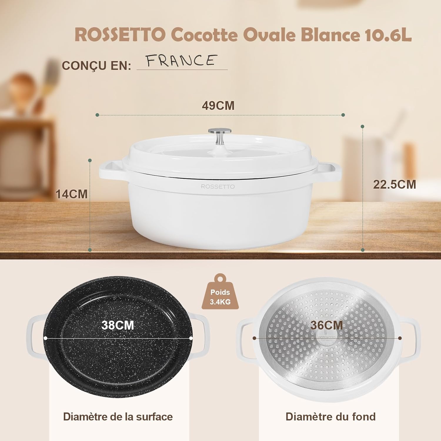 Thumbnail 6 de ROSSETTO 10,6 L cocotte ovale céramique ⚙