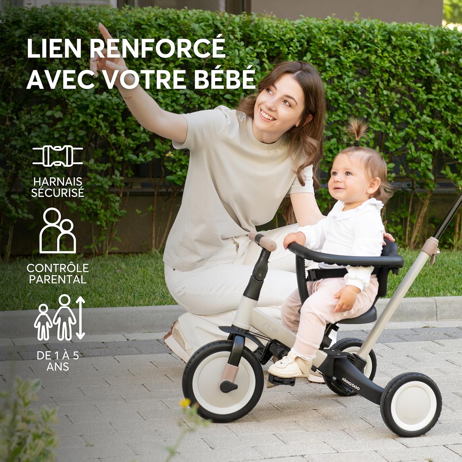 Thumbnail 6 de KikkaBoo Tricycle Bébé Évolutif 5 en 1 Flip — Vélo enfant 1 à 5 ans, version Noir