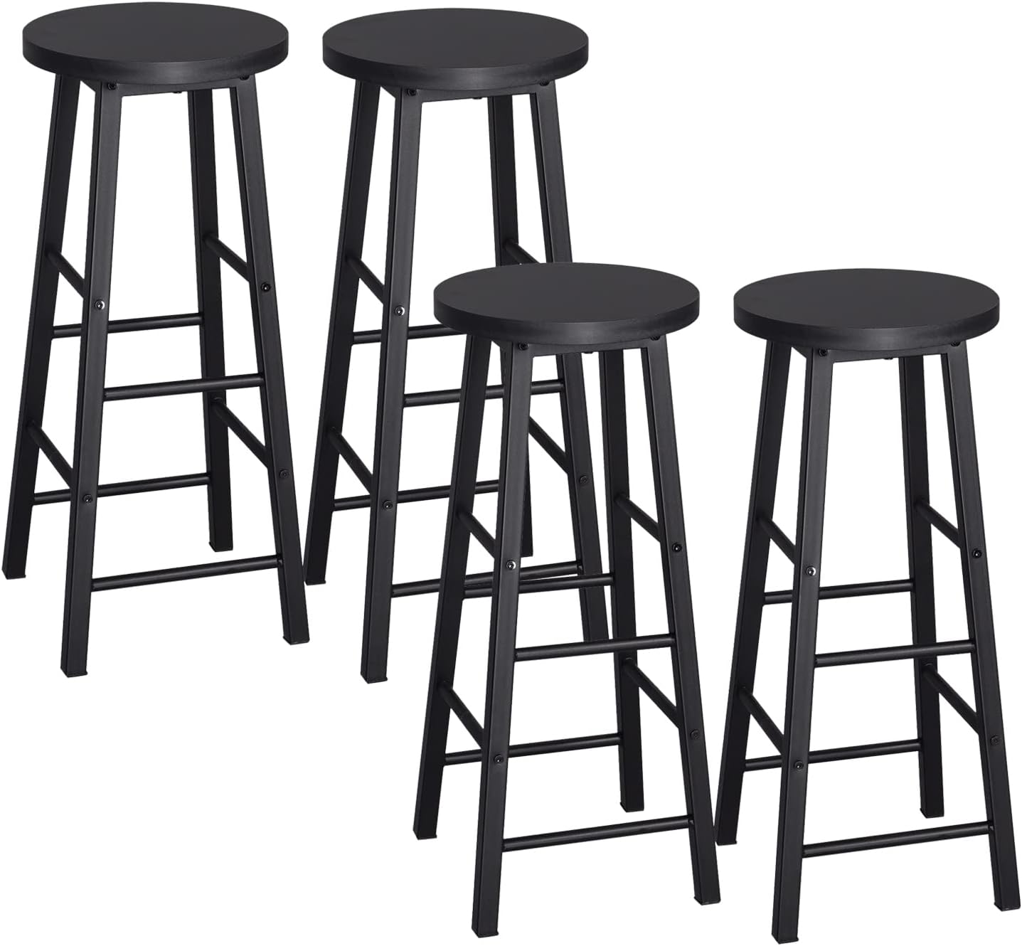 Detalle de WOLTU Barhocker-Set (4er) mit Fußstütze, 71 cm Höhe – Barstuhl aus stabilem Metallgestell in Schwarz