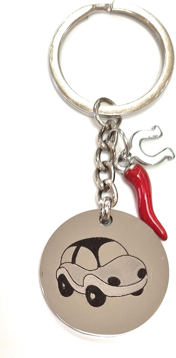 Detalle de Mavi jewel Portachiavi in acciaio con pendente corno portafortuna – spedizione gratis
