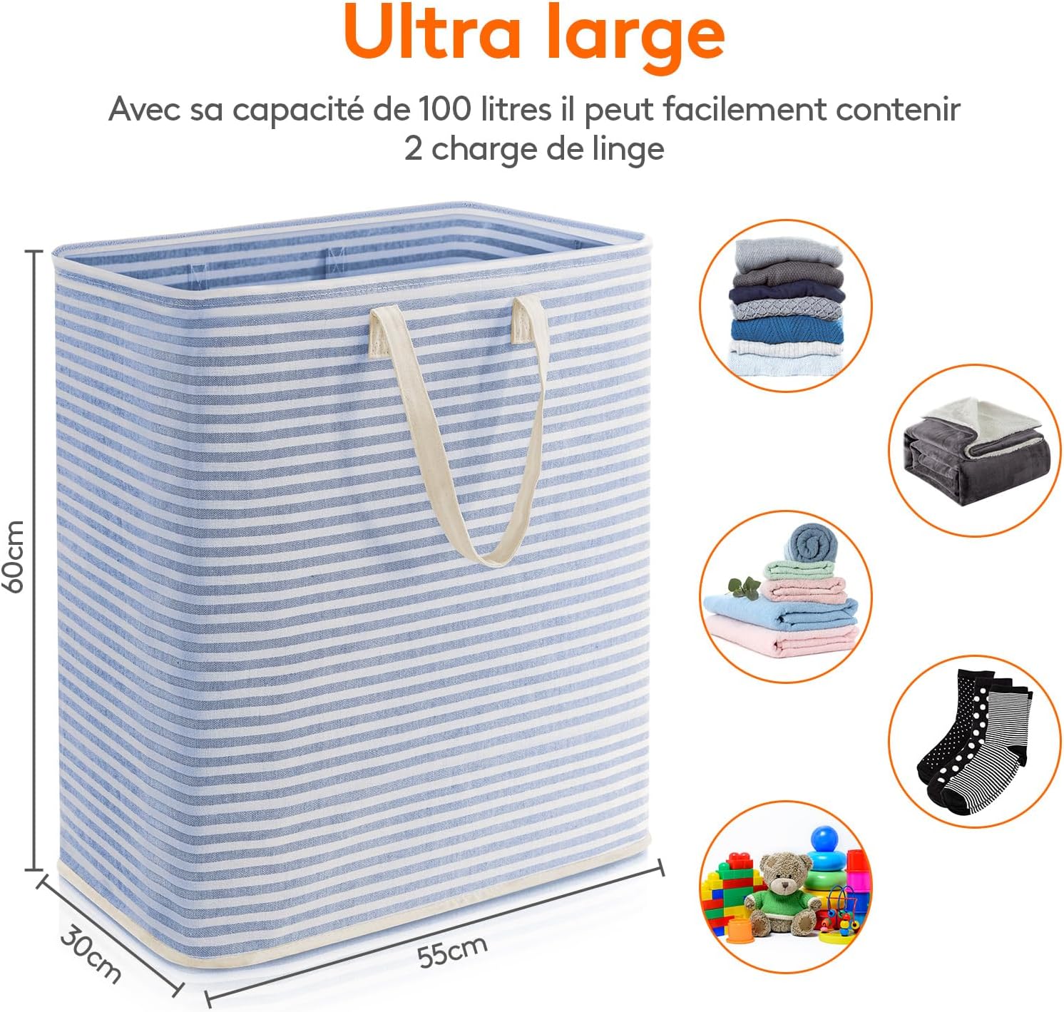 Detalle de Lifewit 230176 opvouwbare wasmand 100 l met waterdichte coating